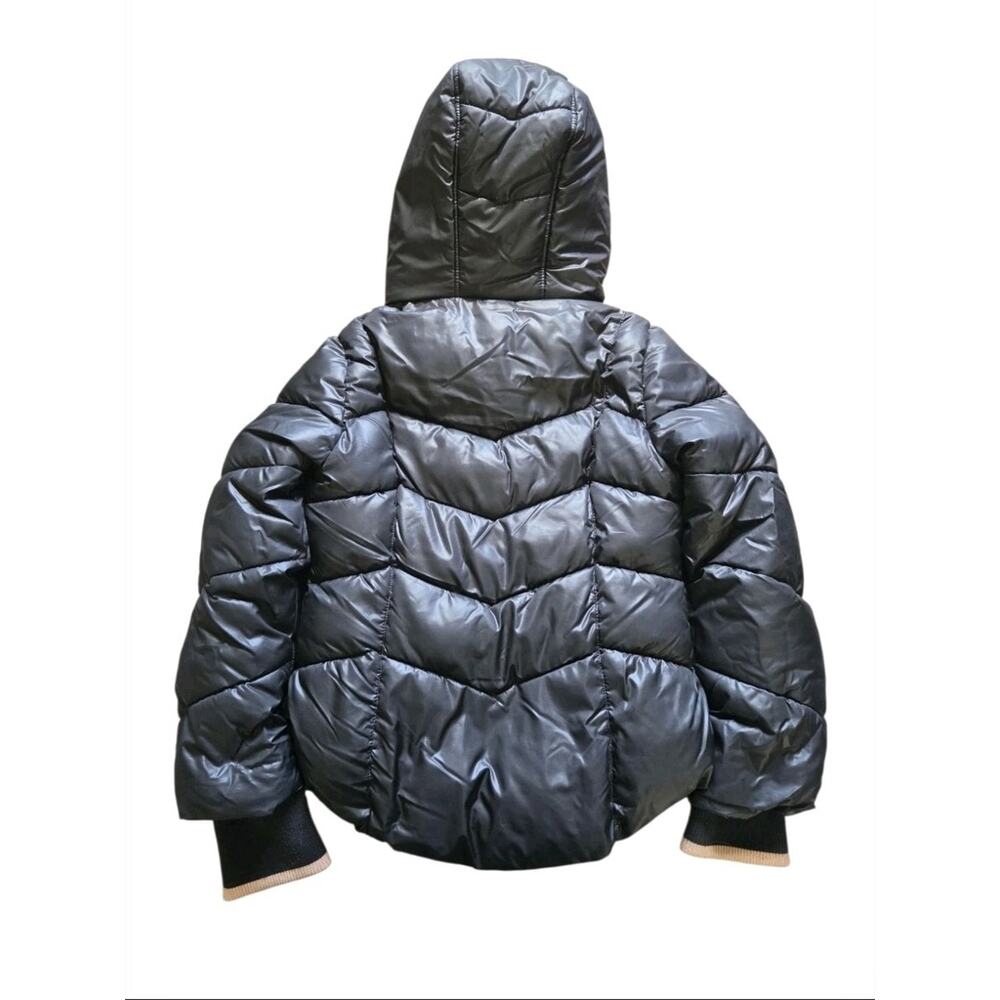 Michael Kors Girls Black Pink Hooded Puffer Jacket Faux Fur Collar Size 10/12 - Picture 2 of 12
